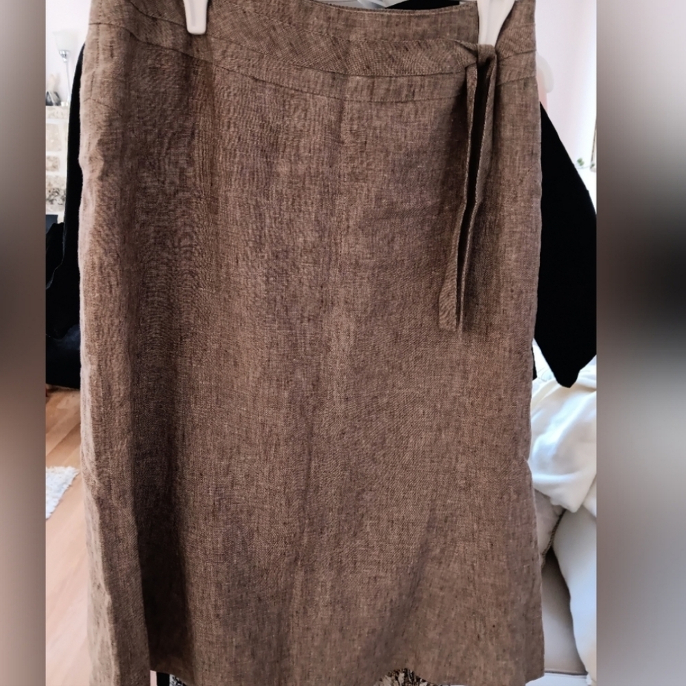 Vintage Studio Petites Tan Linen Skirt